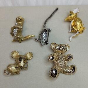 Gold and Silver Animal Brooch Set